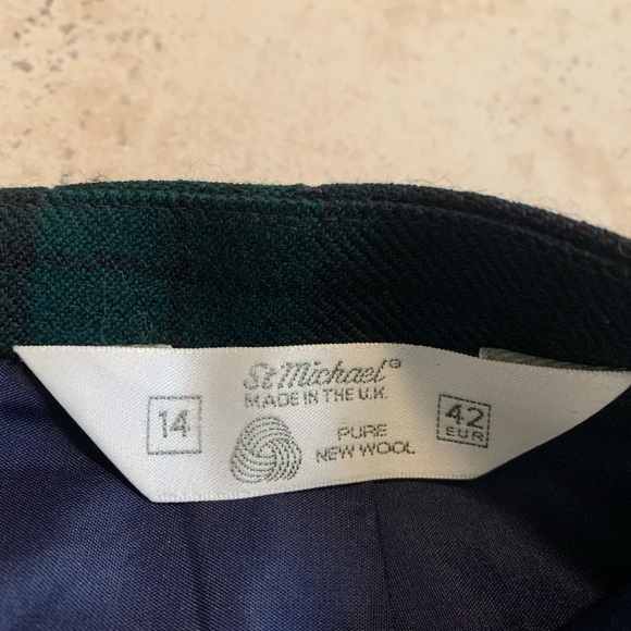 Vintage 70s St Michael Pure Wool Tartan Plaid Kilt Skirt - US 10 - Picture 4 of 9
